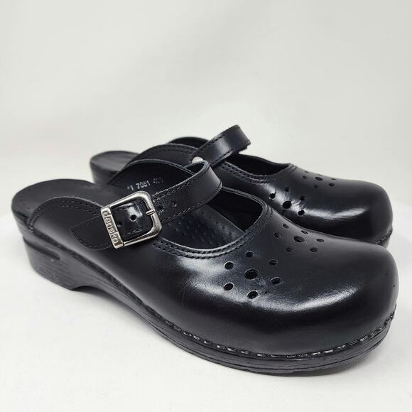 Dansko Merrie Mary Jane Mule Clogs Women EU41/US10.5-11 Black Leather Comfort - Picture 1 of 15